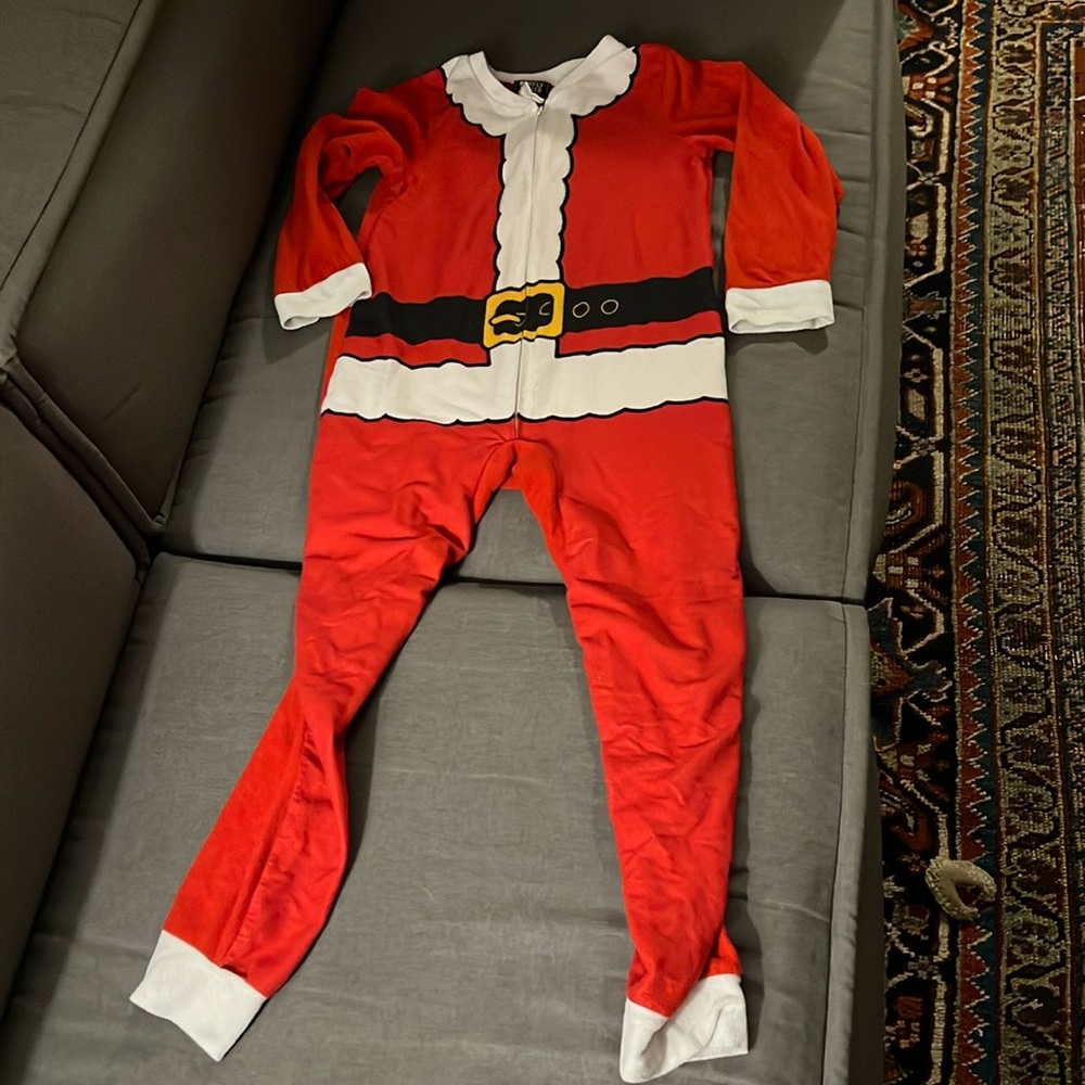 Santa fleece kids one piece pajamas size 8